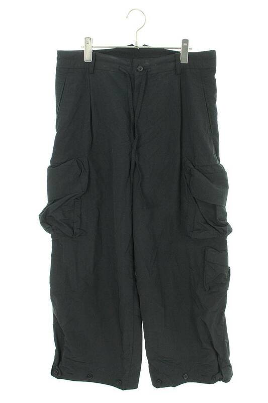 ワイスリー Y-3 H63036 CRINKLE NYLON CUFFED PANTS サイズ:L クリンクルナイロンワイドカーゴロングパンツ 中古 BS99