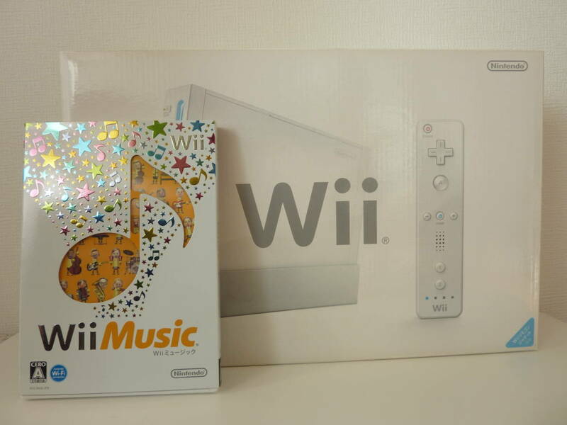 未使用 Nintendo Wii 本体　RVL-S-WD 　　WiiMusic １本付き