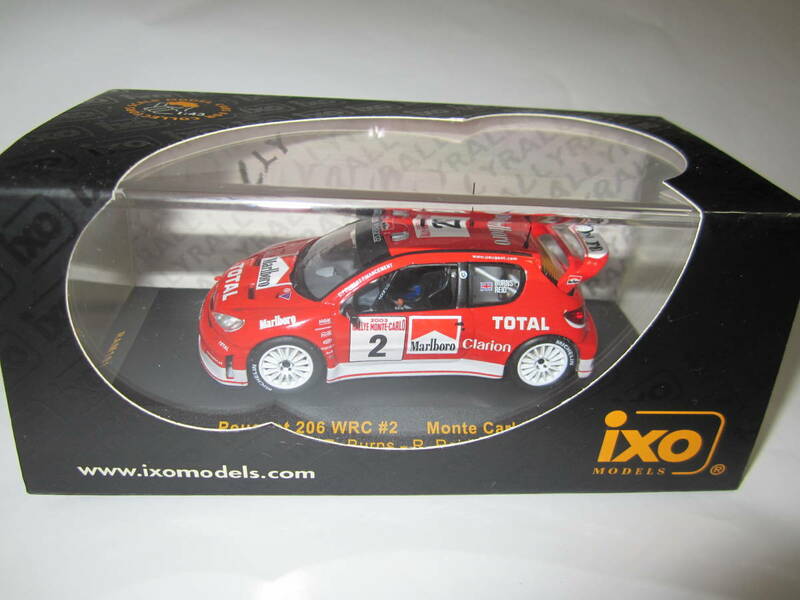 即決 ixo イクソ 1/43 プジョー 206 WRC 2003年 モンテカルロ・ラリー5位 №2 リチャード・バーンズ車 マルボロ仕様