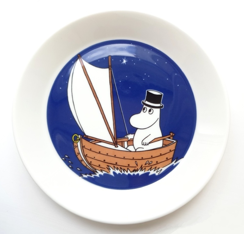 希少◆廃盤品 ARABIA / アラビア ムーミン パパ プレート ディープブルー ヨット 船 北欧 食器 皿