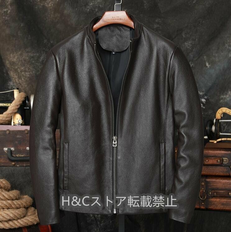 　秋冬　レザージャケット 上品　本革　牛革　ライダースジャケット 野球服　革ジャン 　ブラウン　Ｓ～6ＸＬ