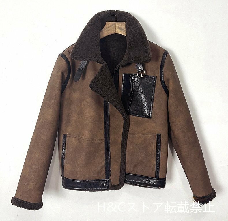 ムートンコート 厚手 フライトジャケット 厚手 ファーコート メンズ ブルゾン 超防寒 ジャンバー バイクウェア 4XL