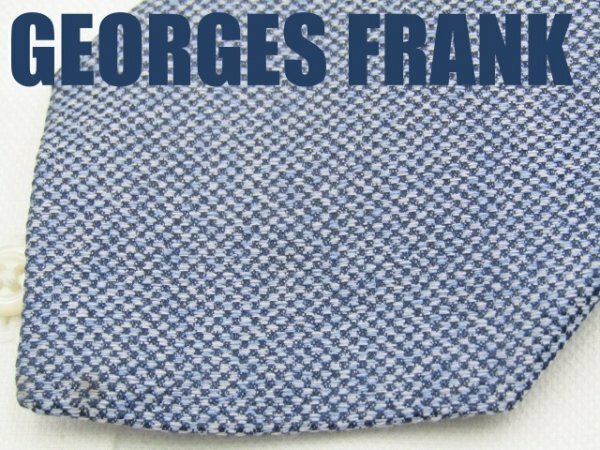 OB 459 フェアファックス ジョージフランク GEORGES FRANK FAIRFAX ネクタイ 青色系 無地柄 ジャガード
