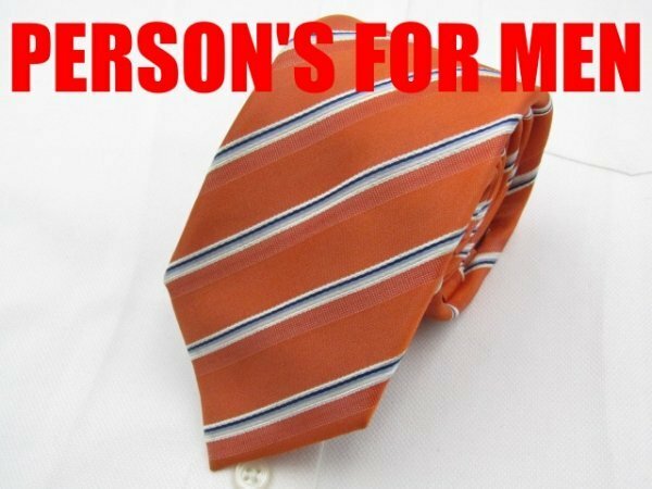 【特集 ナロー・ 細身】OB 594 パーソンズフォーメン PERSON'S FOR MEN ネクタイ オレンジ色系 ストライプ ジャガード