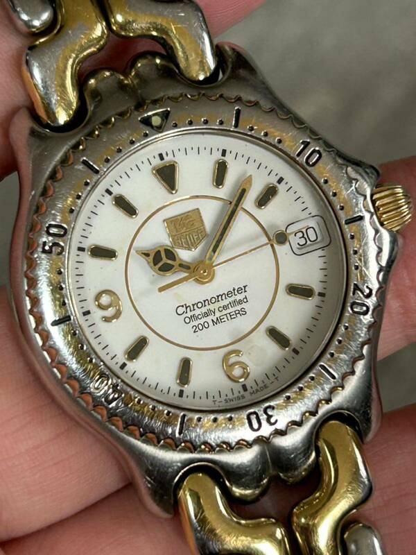 TAGHEUER タグホイヤー　WG5220-P0ホワイト　　自動巻き　コンビ　200m クロノメーター　メンズ腕時計
