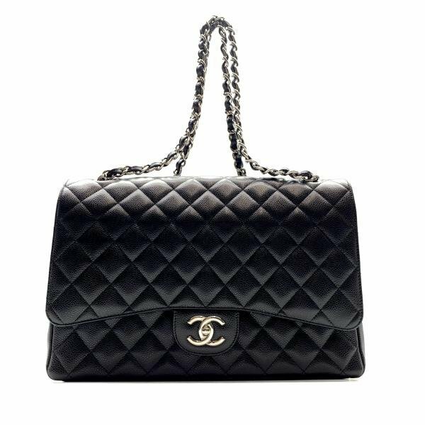 CHANEL シャネル A58601 マトラッセ 34 チェーン ショルダーバッグ キャビアスキン シルバー金具 黒 ブラック レディース 管理RY23005168