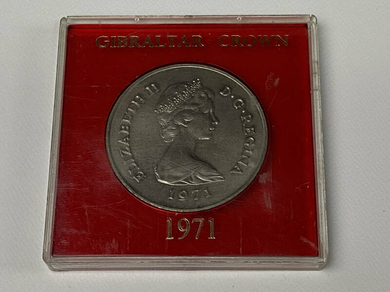 【硬貨】ジブラルタル クラウン / GIBRALTAR CROWN　１971　25ペンス　 猿 エリザベス　現状品「2504」