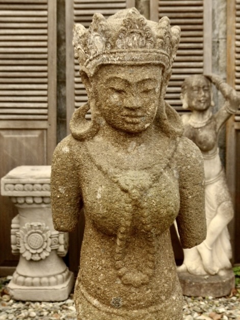 トルソースタイルの女神の石像h124cm　引き取り限定 ヒンドゥー仏像　仏像　1229