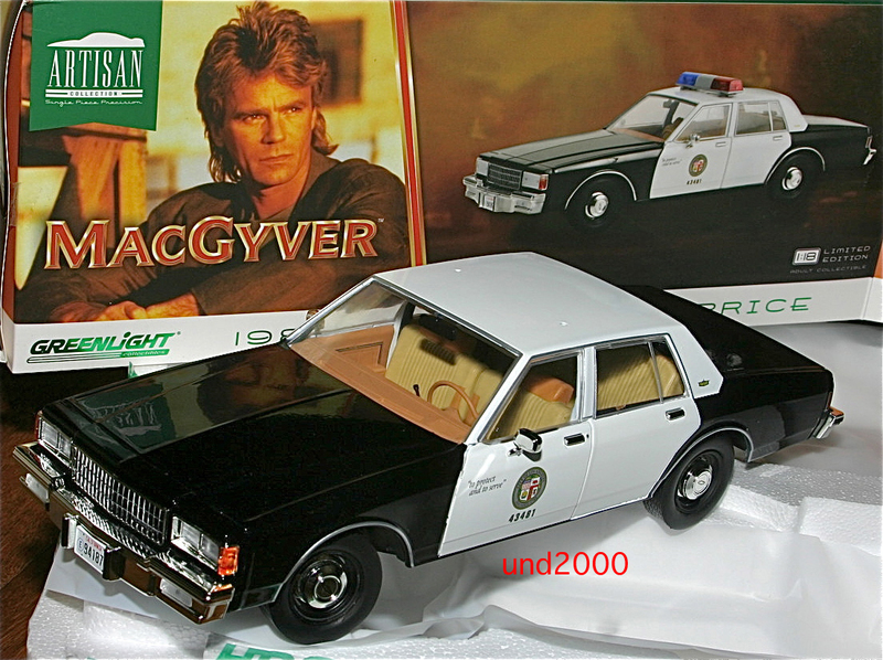 Greenlight 冒険野郎マクガイバー 1/18 1986 シボレー カプリス ポリスカー MacGyver Chevrolet Caprice LAPD Police グリーンライト