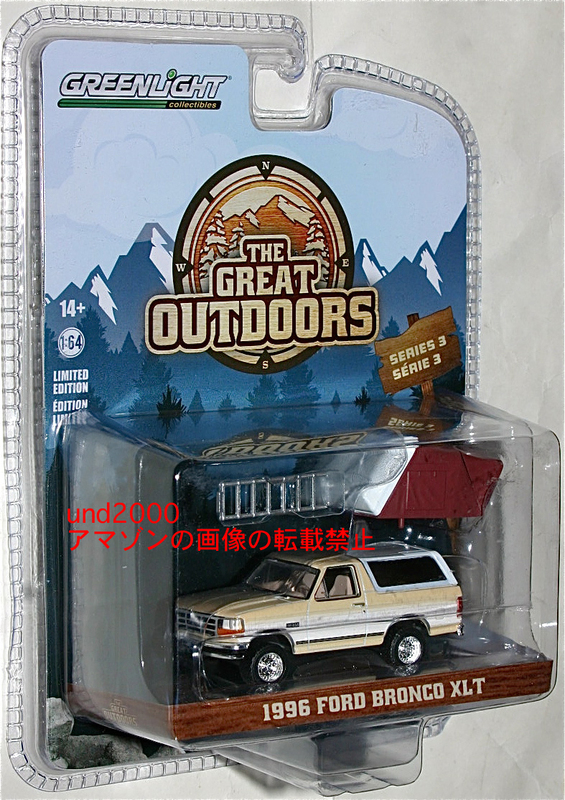 Greenlight 1/64 1996 Ford Bronco XLT with Modern Rooftop Tent フォード ブロンコ XLT ルーフットップ テント グリーンライト
