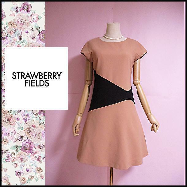 【ストロベリーフィールズ】ワンピース　フィット＆フレア　美シルエット　手洗い　STRAWBERRY-FIELDS　膝丈ワンピ　ジャンパースカート