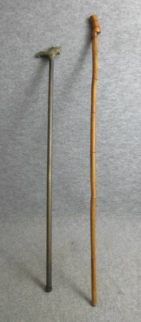 【政】33169 仕込み杖 と 杖(竹) 老人 補助 忍者 骨董 古物