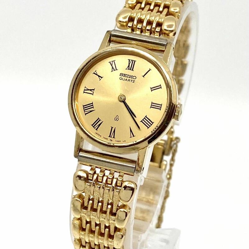 SEIKO 腕時計 ラウンド ローマン クォーツ quartz 2針 ゴールド 金 セイコー Y288