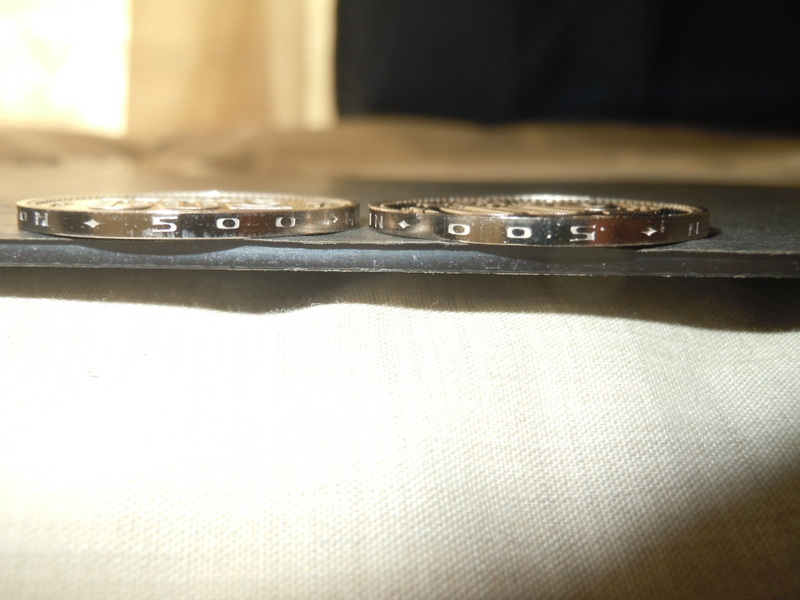 昭和63年 500円硬貨プルーフ 手変わり 側面逆打ち 逆文字