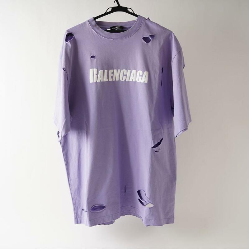 BALENCIAGA バレンシアガ tシャツ ロゴプリント デストロイ 加工 オーバーサイズ