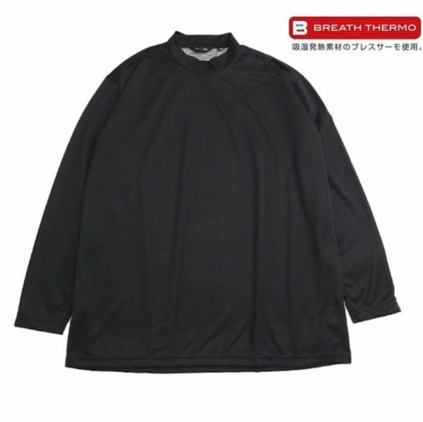 6Lサイズ(新品) MIZUNO ミズノ ブレスサーモ+裏微起毛ハイネック長袖シャツ 　ブラック　ミズノゴルフ　大きいサイズ　