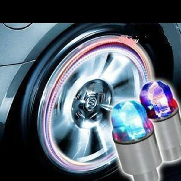 車・バイク・自転車 LEDタイヤエアバルブキャップ 発光ネオンカラフル 夜間に映える モーションセンサー エアキャップ 4個セット
