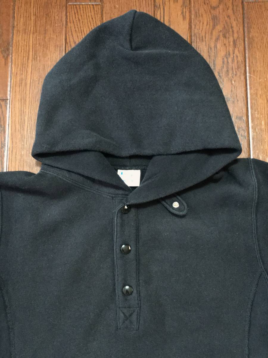 チャンピオン リバースウィーブ スウェット パーカー CHAMPION REVERSE WEAVE PARKA 単色タグ 復刻 Ｍ 黒 ブラック ハーフボタン フーディ