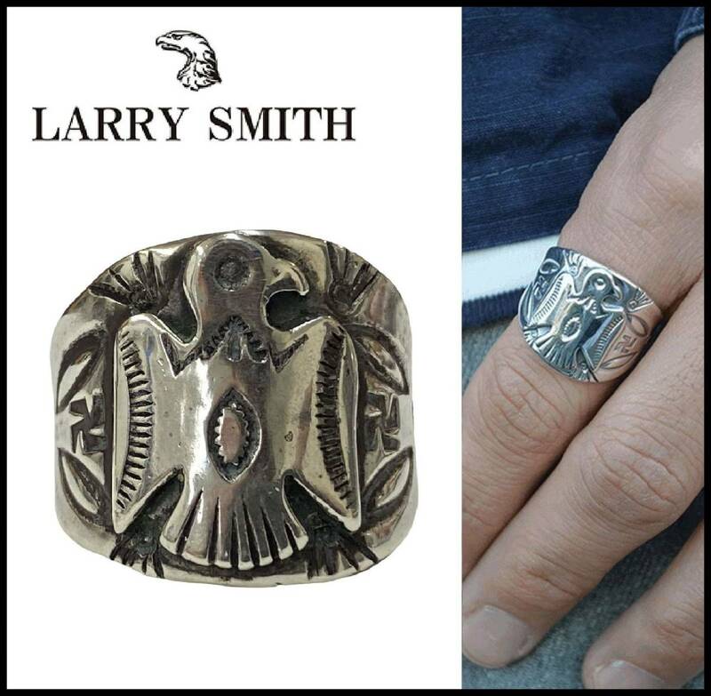 LARRY SMITH ラリースミス シルバー Thunder Bird サンダーバード 卍 スワスティカ スタンプワーク リング 21号 指輪 カゼキリ フェザー