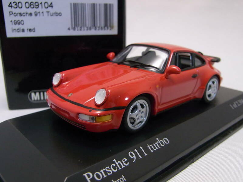 ★人気の赤!★PORSCHE 911 Turbo 1990 India Red 1/43【Type 964 ポルシェ】★美品!★430 069104 PMA