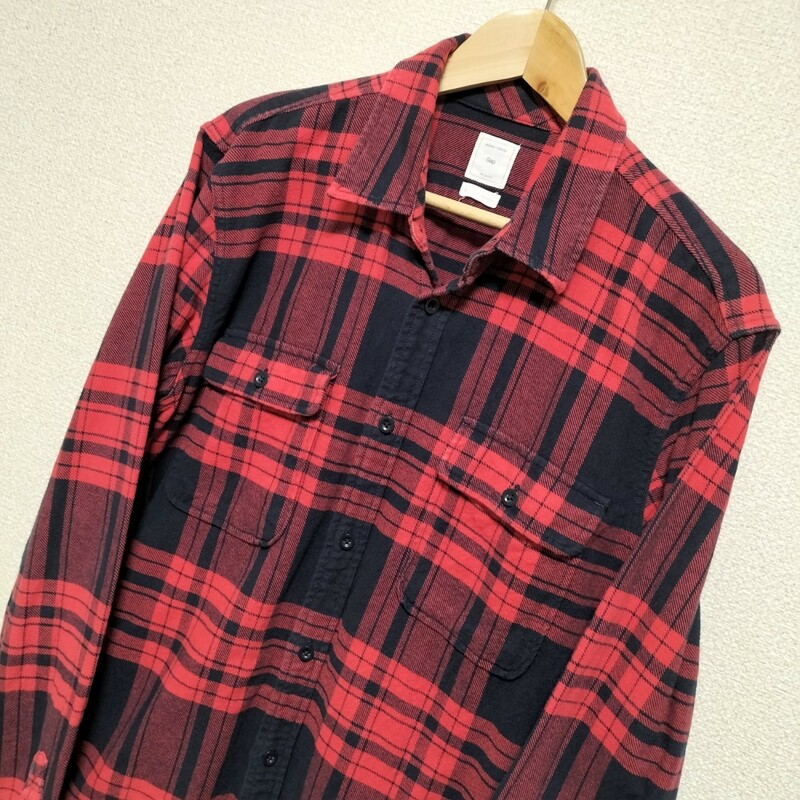 美品★NEXT OLD GAP 14AW フランネルシャツ チェック柄 赤 黒 好配色 メンズ サイズL 長袖 レトロ ビンテージ オールド ギャップ 古着 USED