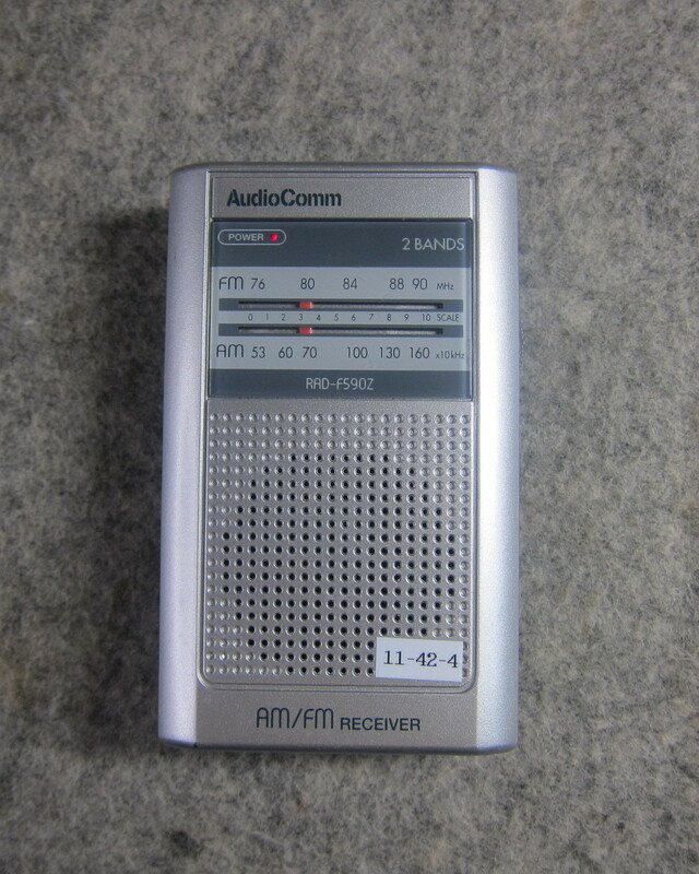 AudioComm オーム電機 AM/FMポケットラジオ RAD-F5902 新電池付 動作確認品 11-42-4