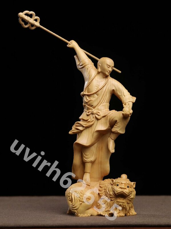 木彫立神獣の蔵王 仏教美術 仏師で仕上げ品 一刀彫 木彫 仏教工芸品