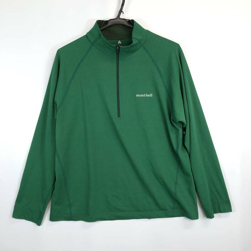モンベル mont-bell 1114124 WIC.ジップシャツ ハーフジップ長袖シャツ メンズLサイズ グリーン