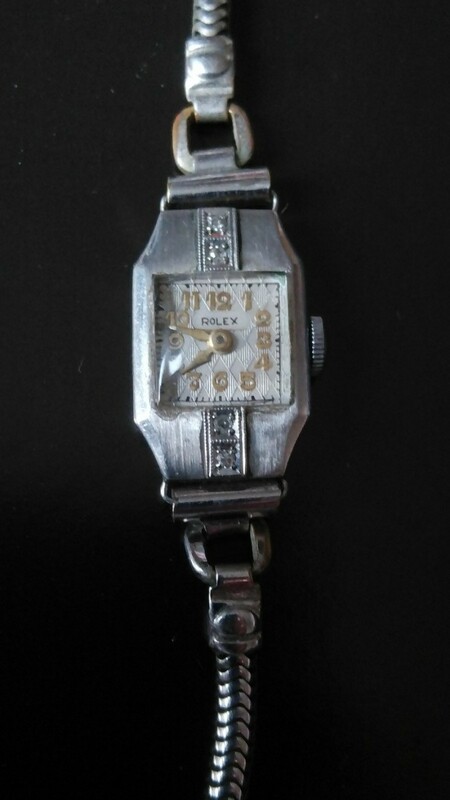 アンティ―ク　ロレックス レディースプラチナダイヤ4ｐ手巻き　　腕時計