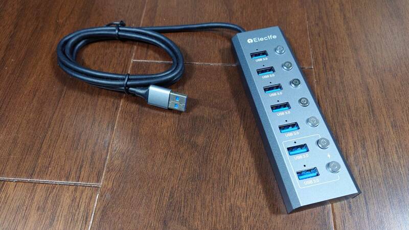 ★新品未使用・開封済★ Elecife USB 3.0 Multi-functional HUB（7-Ports）★ACアダプター・取扱説明書・箱付★1台