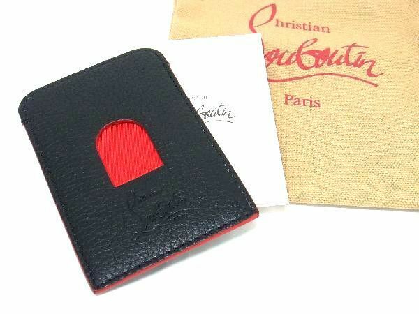 ■新品■未使用■ Christian Louboutin クリスチャンルブタン レザー 定期入れ カードケース パスケース カード入れ ブラック系 BF4337