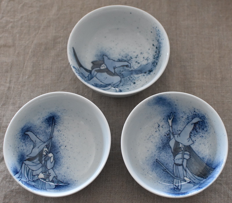 太一郎窯 手描き 小鉢3個 魔女