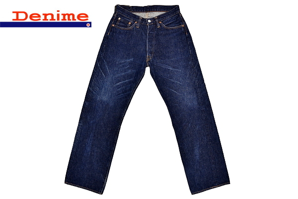 J-9818★美品★DENIME ドゥニーム★日本製 濃紺インディゴデニム 赤耳セルビッチ使用 革パッチ ストレートジーンズ Ｗ30