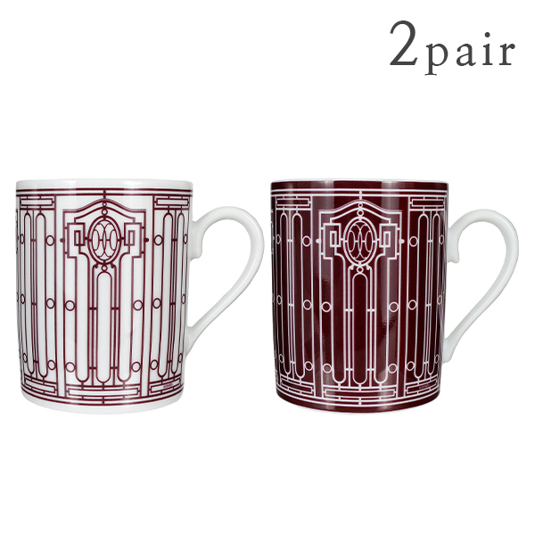 エルメス HERMES マグカップ ペア Hデコ ルージュ ホワイト H Deco rouge set of 2 mugs No1 No2 3227