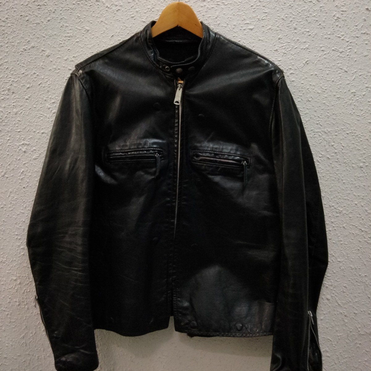 Brooks　leather sportswear ブルックス レザー　シングル　ライダース　レザー　ジャケット　ブラック　 60〜70年 vintage　ビンテージ