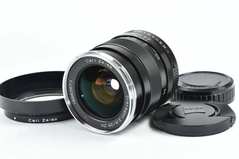 ★極美品★Carl Zeiss Distagon ディスタゴン T* 25mm F2.8 ZK PENTAX ペンタックス フード付き♪/n55