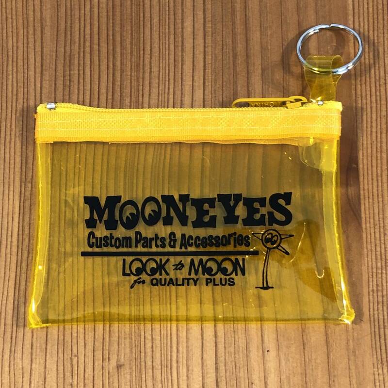 Moon Eyes ムーンアイズ キーリング ジップ ポーチ イエロー 黄色 mooneyes コインケース ミニポーチ 小物入れ 灰色 ファスナー