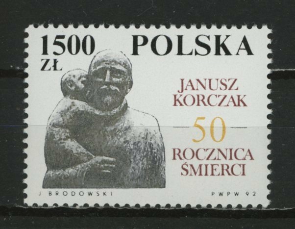 ∞ポーランド　1992年　ホロコースト犠牲者コルチャック死去50年　SC#3100　未使用NH　1種完