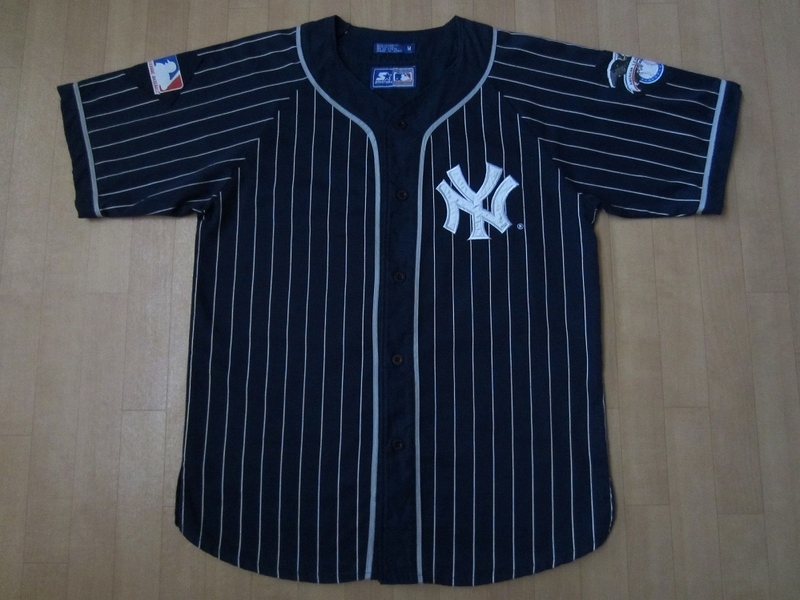 90's ニューヨーク ヤンキース STARTER NY ストライプ ベースボール シャツ M New York Yankees ジャージ ユニフォーム 田中将大 MLB 野球
