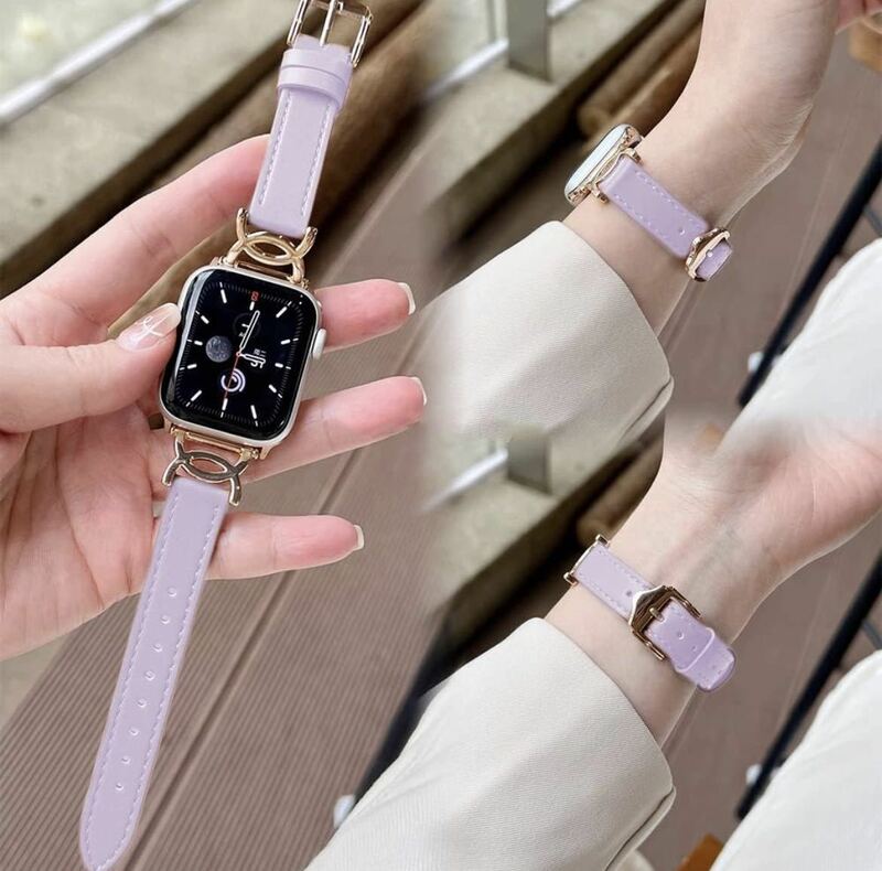 Apple Watch バンド 本革 アップルウォッチ Ultra Series 8/7/6/5/4/3/2/1/SE レザー交換ベルト 柔らかい おしゃれ 38/40/41mm 紫色