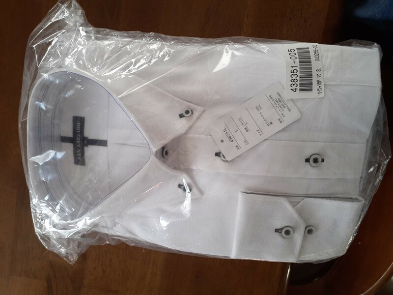 形状安定　ボタンダウンシャツ　ワイシャツ　ビジネス スーツ 長袖　新品未開封 3Lサイズ　5枚セット 白色で柄は異なる③　カッターシャツ