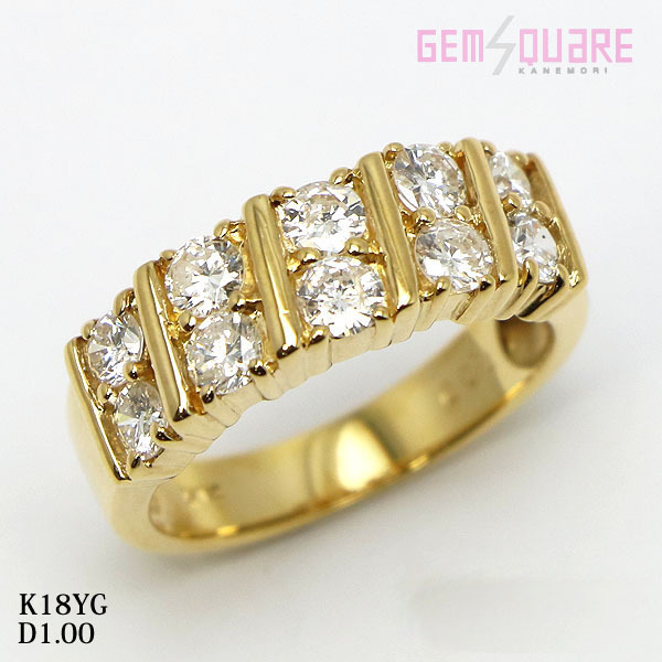 【値下げ交渉可】K18YG ダイヤモンド デザイン リング 指輪 D1.00 11号 5.0ｇ 仕上げ済【質屋出店】