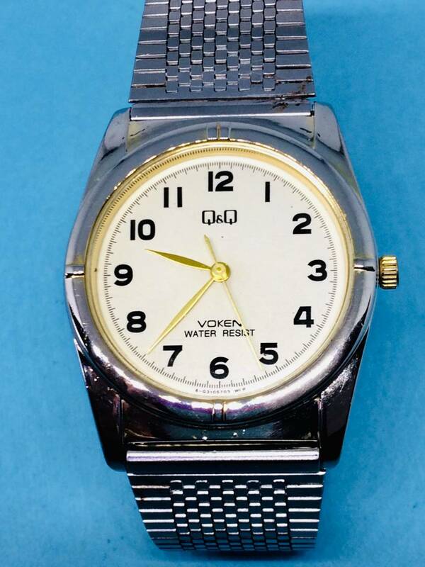 (B20)シンプルな(*'▽')シチズンQQ・VOKEN（電池交換済み）シルバー・メンズ腕時計USED（送料全国一律185円)素敵な時計です。