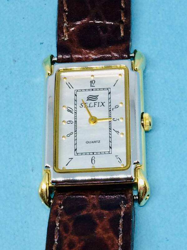 (B35)SELFIX(*'▽')セルフィックス・レクタンギュラー（電池交換済み）シルバーレディス腕時計USED（送料全国一律185円）素敵な時計です。