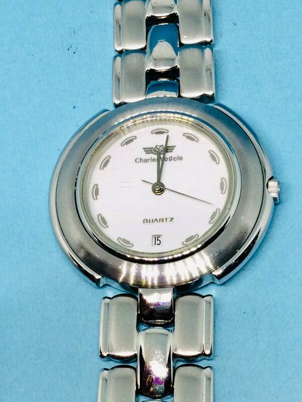 (B26)スイス(*'▽')シャルルホーゲル・ディト（電池交換済み）シルバー・メンズ腕時計USED（送料全国一律185円）おしゃれな時計です。