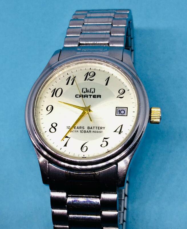 (B19)シンプルな(*'▽')シチズンQQ・CRATEA・ディト（電池交換済み）シルバー・メンズ腕時計USED（送料全国一律185円)素敵な時計です。