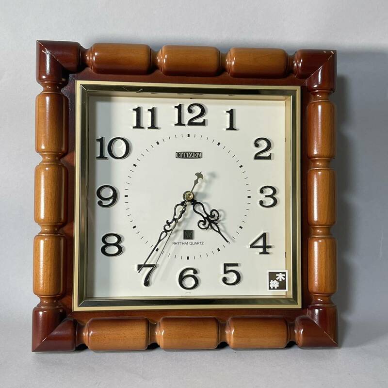 シチズン 木製 壁掛け時計 8M(R)G-1 A12 CITIZEN　掛時計 リズムクォーツ 水晶時計 アナログ 木枠　昭和レトロ 