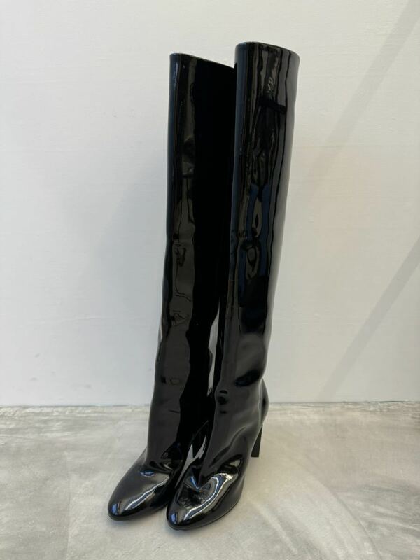 ルイヴィトン エナメル ロング ブーツ 35 1/2 ブラック Louis Vuitton 靴 シューズ 黒
