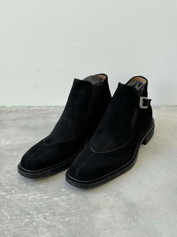 パチョッティ スウェード ブーツ 6 ブラック Paciotti スエード 黒 レザー シューズ 革靴 モンクストラップ 軽量 ライトウエイト