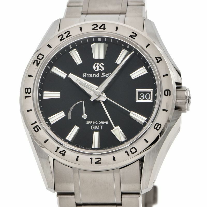 グランドセイコー メンズ SBGE283 エボリューション9 9R66-0BJ0 GMT パワーリザーブ ブラック スプリングドライブ 腕時計 中古 送料無料
